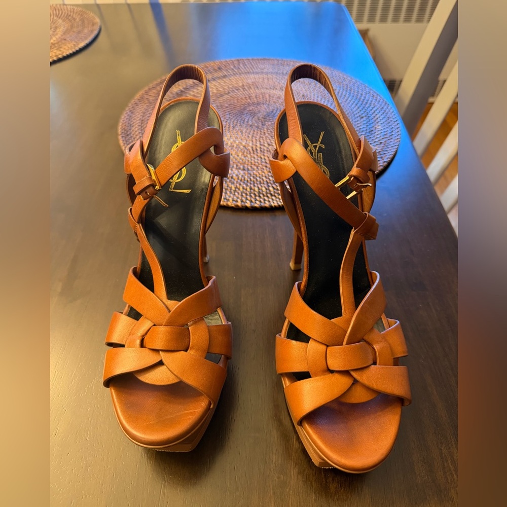 Yves Saint Laurent Women's Tribute Platform Sandals in Smooth Leather
